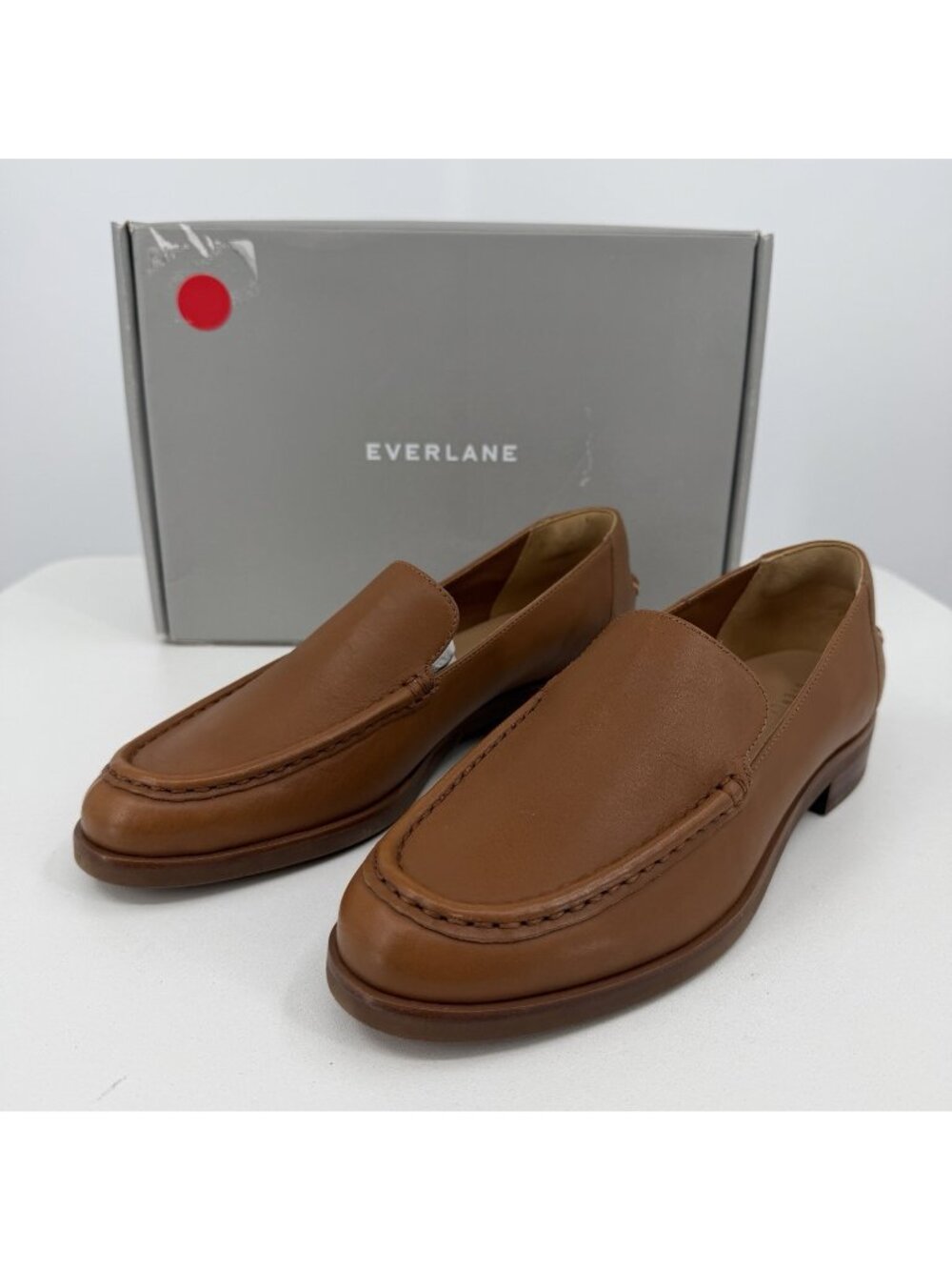 Everlane The Modern Loafer in Camel-Tan Leather size 8 Stacked Heel Cushioned